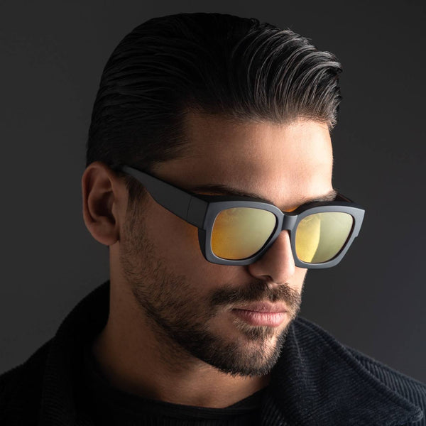 BLACK FRAME WITH YELLOW LENSES UNISEX SUNGLASSES - BAK-B