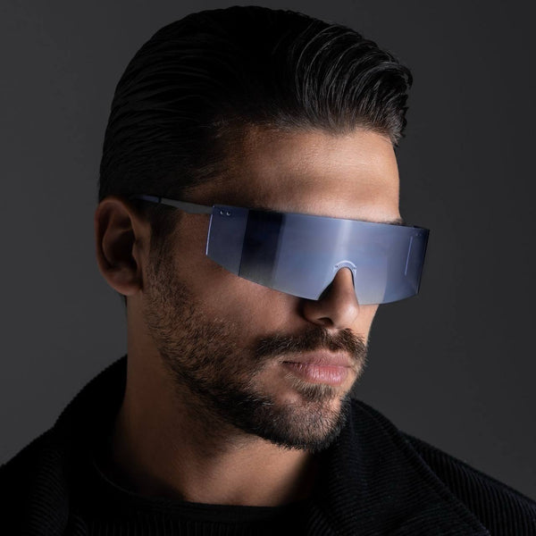 BLACK FRAME WITH BLUE LENSES UNISEX SUNGLASSES - FANCY