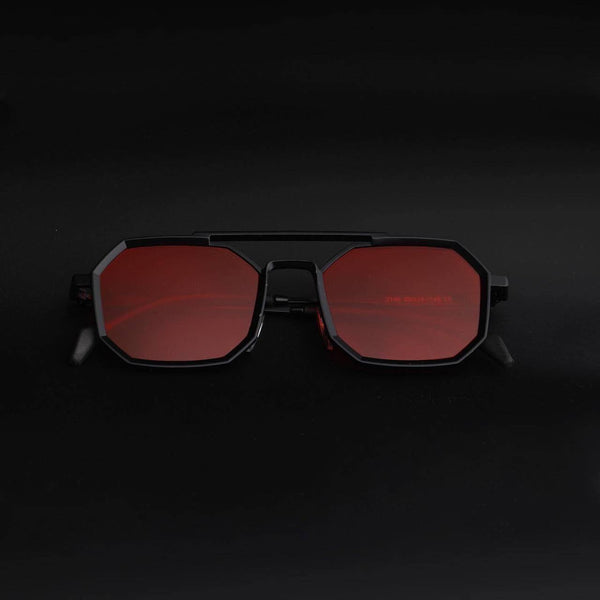 BLACK FRAME WITH RED LENSES UNISEX SUNGLASSES - R-100