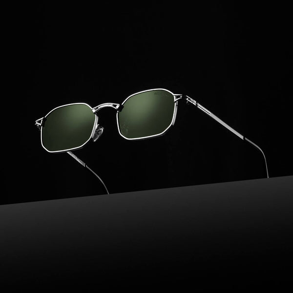 SILVER FRAME WITH GREEN LENSES UNISEX SUNGLASSES-HLOL