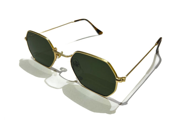 gold  FRAME WITH olive LENSES UNISEX SUNGLASSES -gold ho