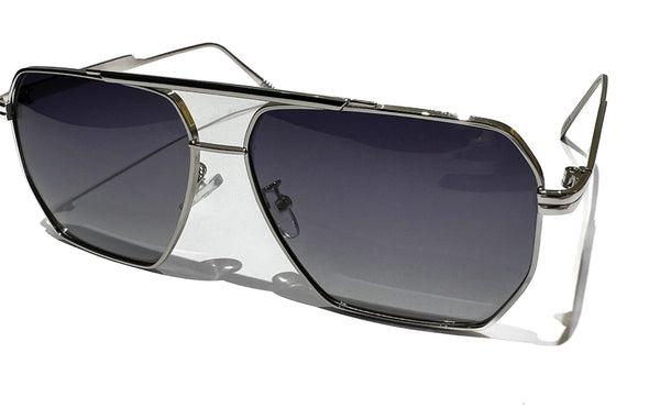 SILVER FRAME WITH black  LENSES UNISEX SUNGLASSES -LUX BASIC