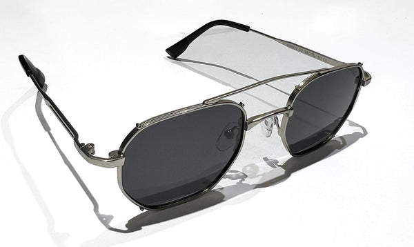 SILVER FRAME WITH BLACK LENSES UNISEX SUNGLASSES - lu