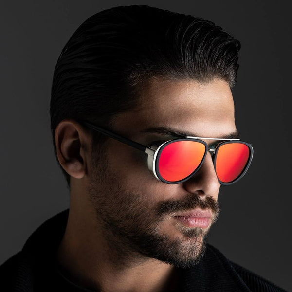 BLACK FRAME WITH RED LENSES UNISEX SUNGLASSES - CS-300 V2