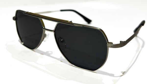 SILVER FRAME WITH black  LENSES UNISEX SUNGLASSES -tomo basic